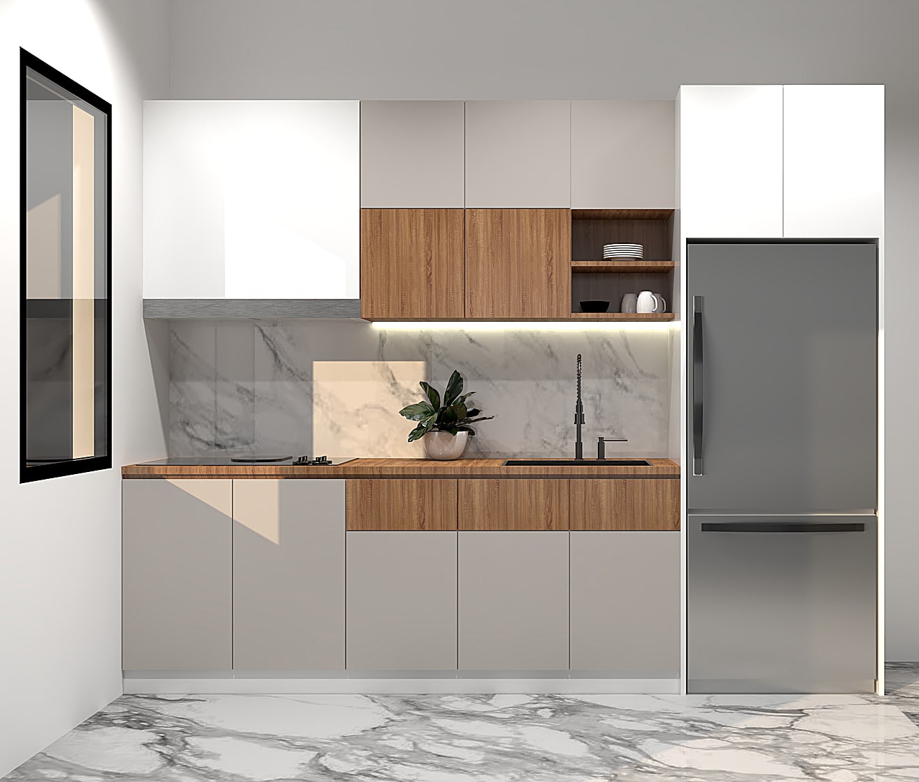 Tủ bếp chữ i phù hợp với mọi không gian