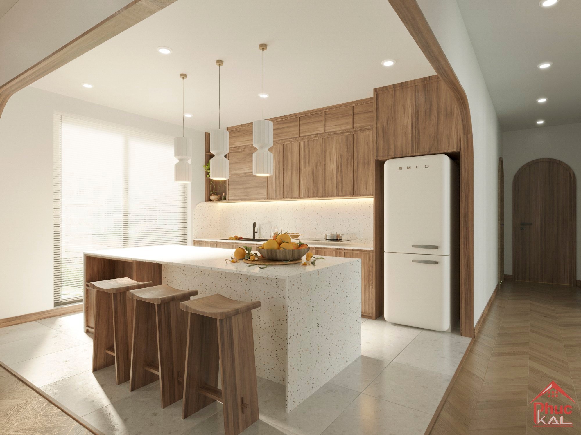 Phong cách Wabi-Sabi nội thất nhà bếp, phòng ăn ấm cúng