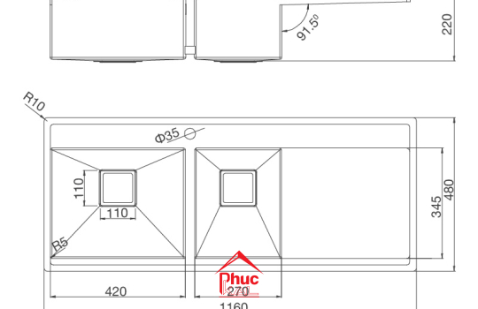 Chậu rửa chén MS 6306T