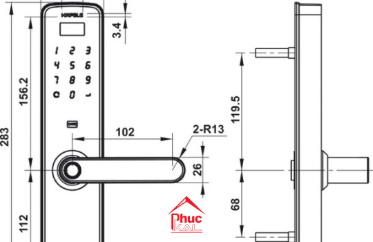 Khóa điện tử DL7100 Hafele 912.05.498