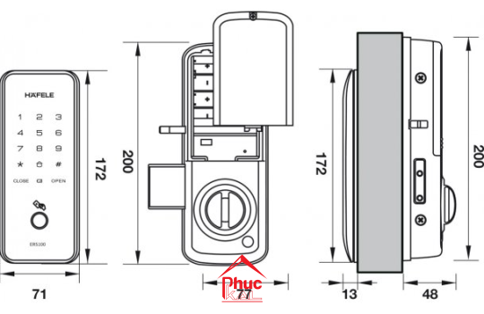 Khóa điện tử ER5100 Hafele 912.20.200